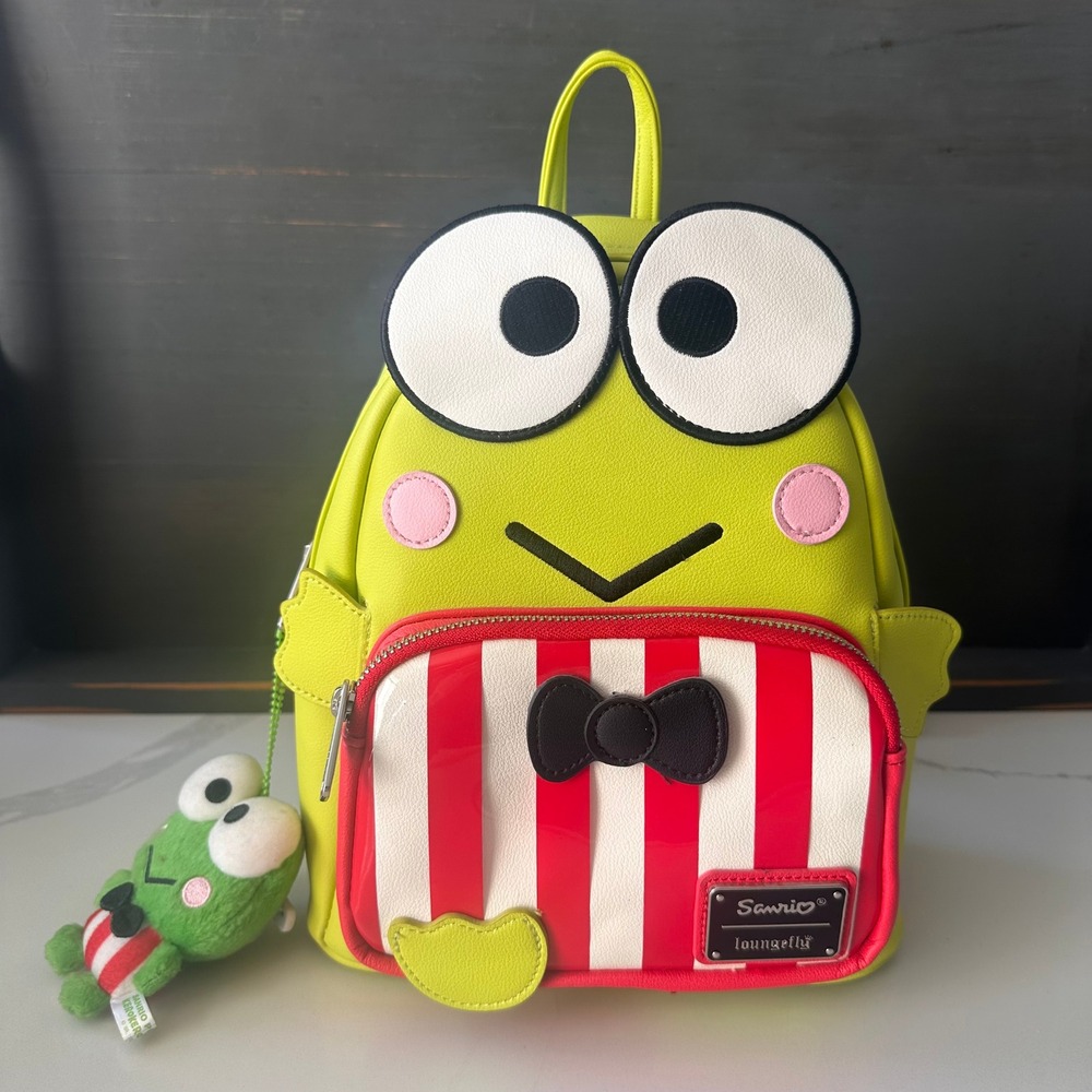 Loungefly Keroppi Mini Backpack Women OS Green Excellent Sanrio Frog Bag Plush